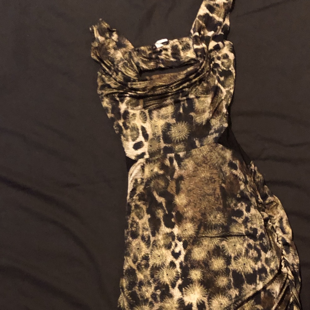 Spandex dress with Troy print